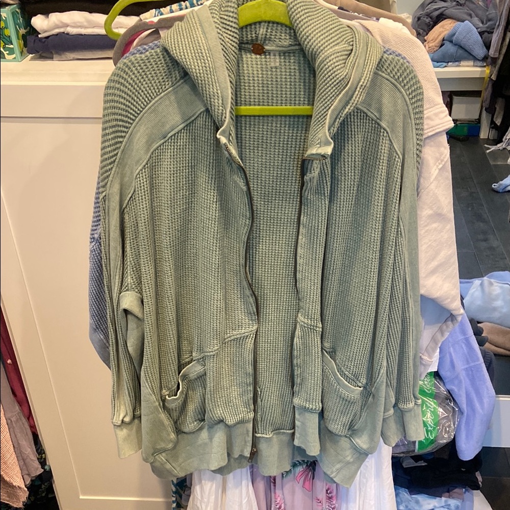 FREE PEOPLE Women's Waffle Knit Hoodie Sweater